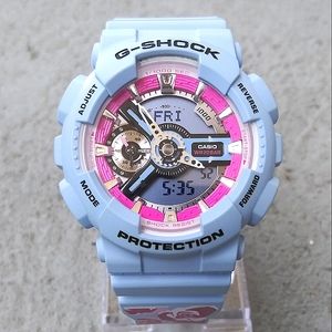Casio G-Shock GMA-S110F-2A Blue Wrist Watch w/ Floral Patterned Band GMA…